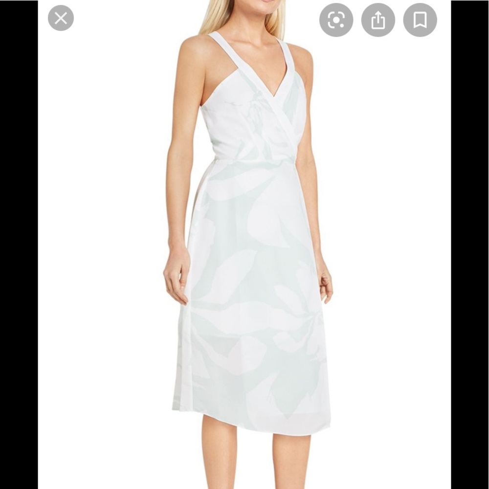 BCBGeneration Aqua White Sleeveless Halter Dress